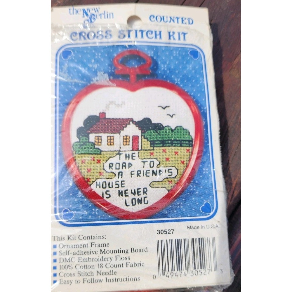 Vintage Counted Cross Stitch Kit New Berlin Co 1980s Ornament The Road To Friend